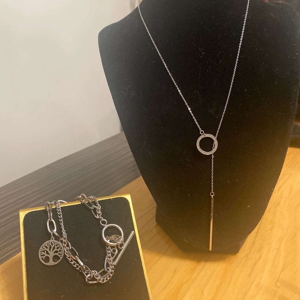 Silver stainless steel Pendant Necklace